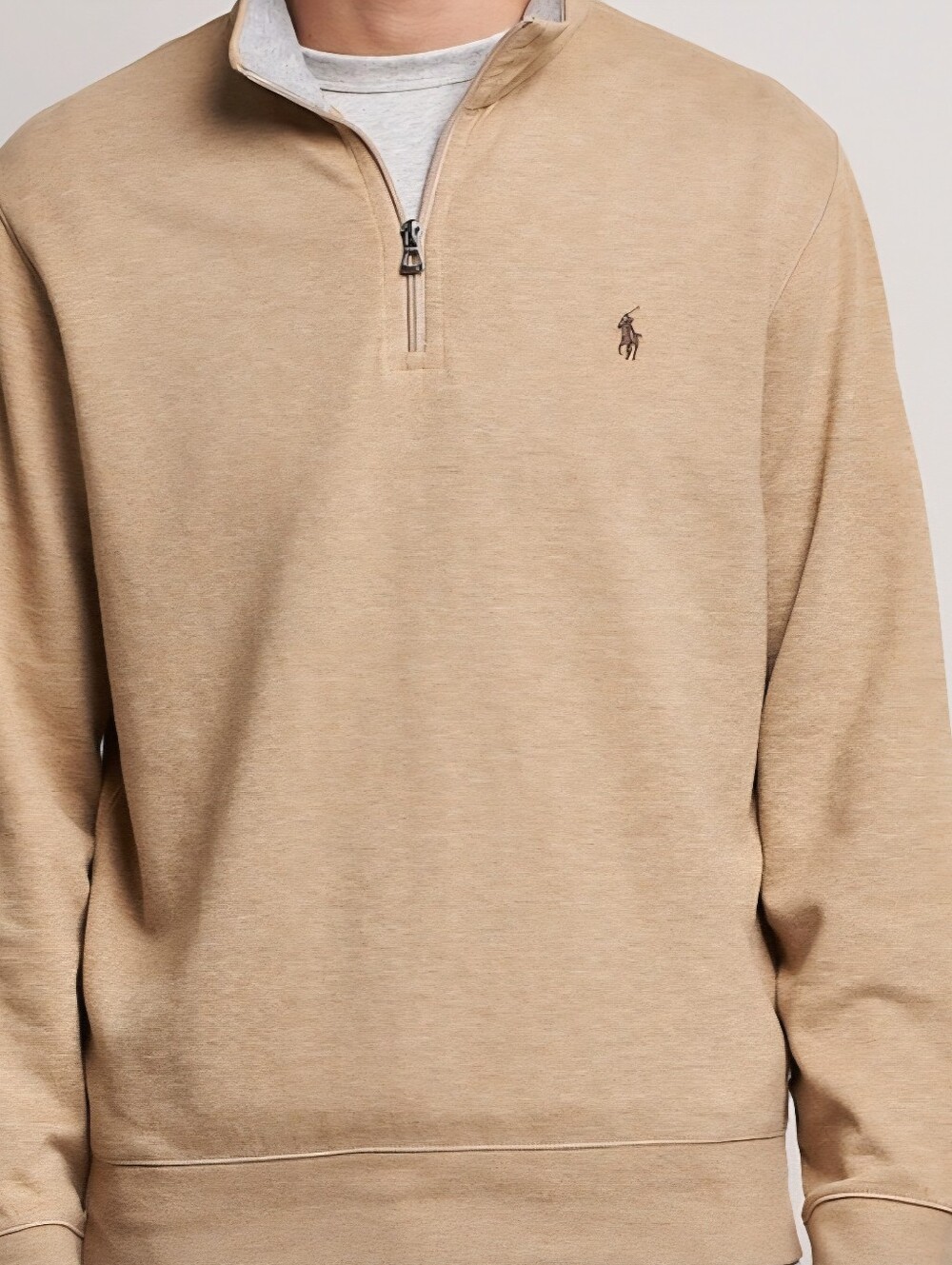 Ralph Lauren Light Beige Half-Zip Pullover with Polo Logo